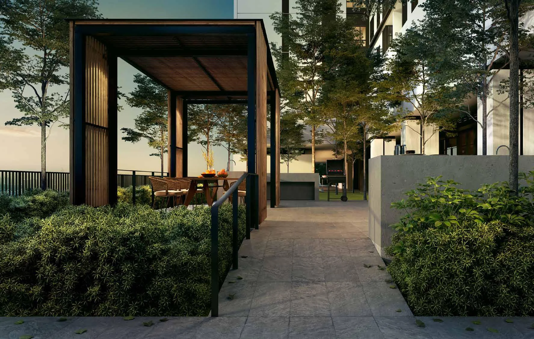 Artist's impression of the BBQ Terrace & Pavilion at Aras Residences