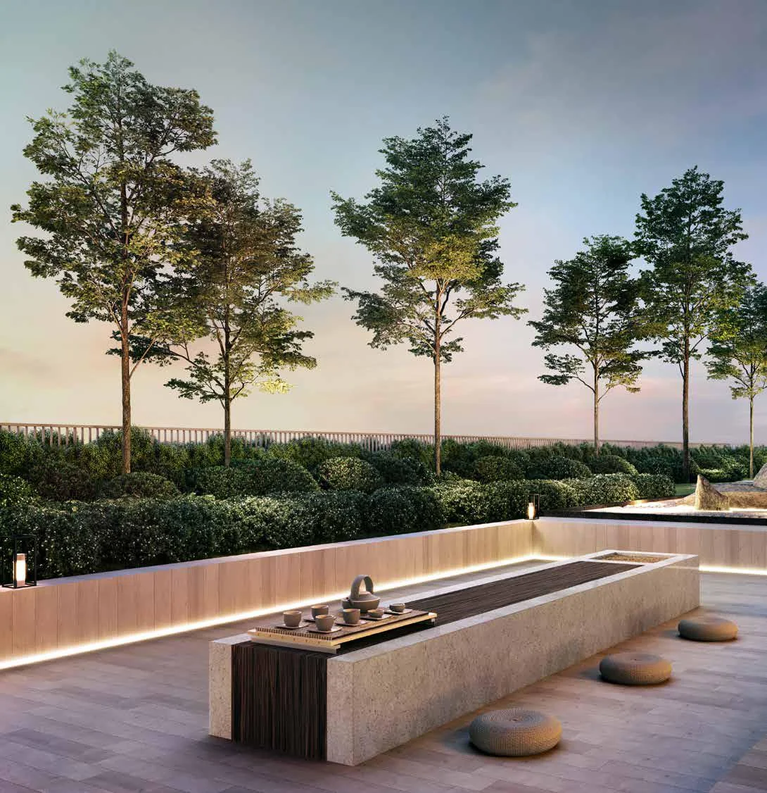Artist's impression of the Tea Terrace at Aras Residences